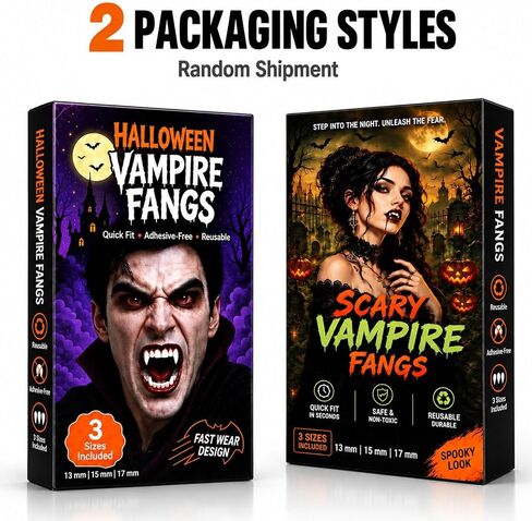 WesGen Fake Fangs Vampire Teeth for Halloween, 3 Pairs in Saudi Arabia