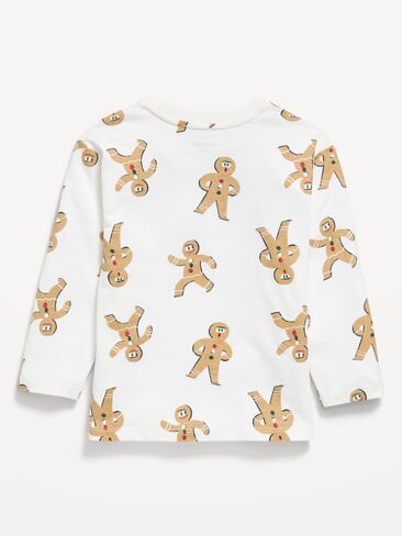 Old Navy Printed Long-Sleeve Unisex T-Shirt for Toddler - Gingerbread in Kuwait