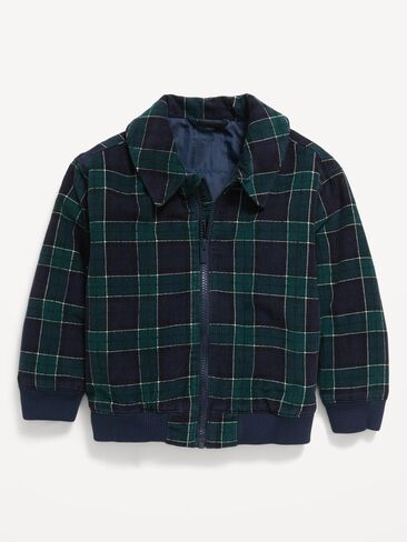 Old Navy Plaid Corduroy Bomber Jacket for Toddler Boys - Navy Green Plaid Bias in Kuwait