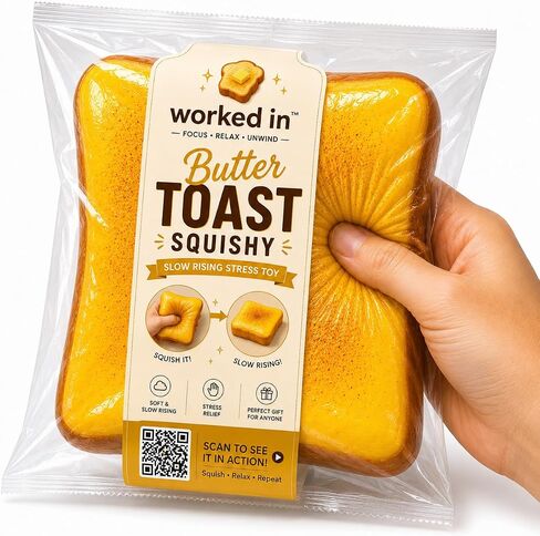 Bread Butter Squishy – Slow Rising Foam Stress Relief Fidget Toy, Soft Squeeze Desk Toy for Relaxation & Focus in Kuwait