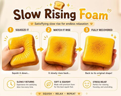 Bread Butter Squishy – Slow Rising Foam Stress Relief Fidget Toy, Soft Squeeze Desk Toy for Relaxation & Focus in Kuwait