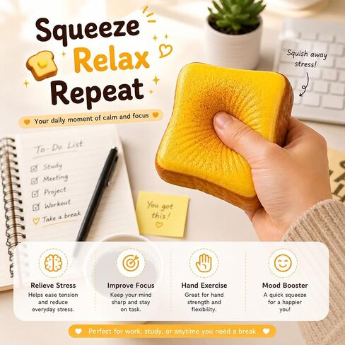 Bread Butter Squishy – Slow Rising Foam Stress Relief Fidget Toy, Soft Squeeze Desk Toy for Relaxation & Focus in Kuwait