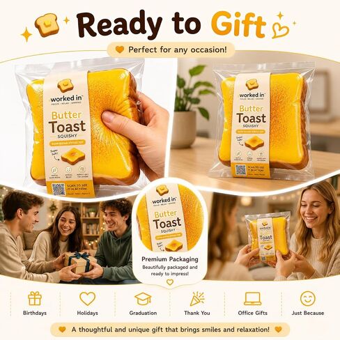 Bread Butter Squishy – Slow Rising Foam Stress Relief Fidget Toy, Soft Squeeze Desk Toy for Relaxation & Focus in Kuwait