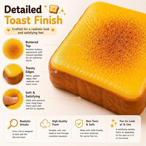 Bread Butter Squishy – Slow Rising Foam Stress Relief Fidget Toy, Soft Squeeze Desk Toy for Relaxation & Focus in Kuwait