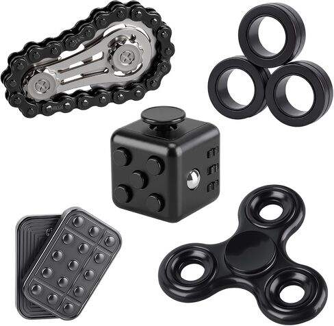 5 Pcs Fidget Toys Adults Metal Fidgets Toy Set Magnetic Spinners Figette Toys for Stress & Anxiety Relief, Office Desk Sensory Toys for Autism ADHD Cool Gadgets Gift for Teen Men Women in Saudi Arabia