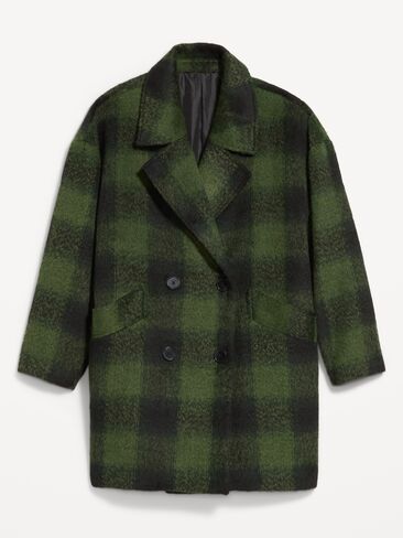 Old Navy Oversized Full-Length Overcoat - Green Plaid in Kuwait