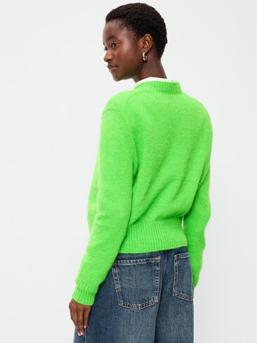 Old Navy Shrunken Cozy Wool-Blend Crew-Neck Sweater - Lush Ivy in Kuwait
