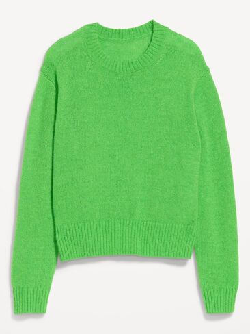 Old Navy Shrunken Cozy Wool-Blend Crew-Neck Sweater - Lush Ivy in Kuwait