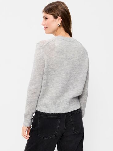 Old Navy Shrunken Cozy Wool-Blend Crew-Neck Sweater - LIGHT GREY in Kuwait