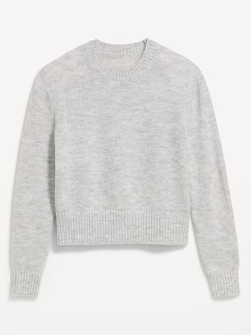 Old Navy Shrunken Cozy Wool-Blend Crew-Neck Sweater - LIGHT GREY in Kuwait