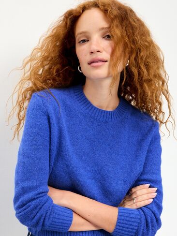 Old Navy Shrunken Cozy Wool-Blend Crew-Neck Sweater - CRAYON BLUE in Kuwait