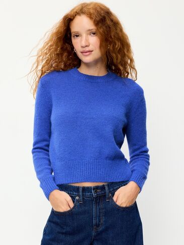 Old Navy Shrunken Cozy Wool-Blend Crew-Neck Sweater - CRAYON BLUE in Kuwait