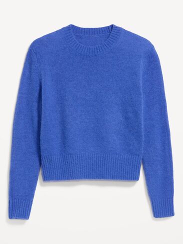 Old Navy Shrunken Cozy Wool-Blend Crew-Neck Sweater - CRAYON BLUE in Kuwait