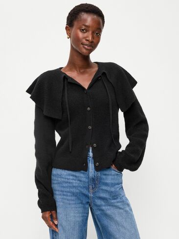 Old Navy SoSoft Cape-Collar Cardigan Sweater - Black Jack in Kuwait
