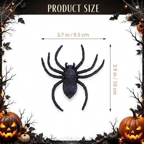 8 PCS Plastic Spiders Black Fake Spiders 3.9"x3.7" Large Spider for Halloween Realistic Prank Prop Home Party Decorations in Kuwait