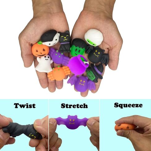 24 Pcs Halloween Mochi Squishy Toys with Gift Box Mini Kawaii Mochi Squeeze Toy Stress Reliever Anxiety Packs for Kids Party Favors Halloween Miniatures Halloween Treat Bags Gifts in Saudi Arabia