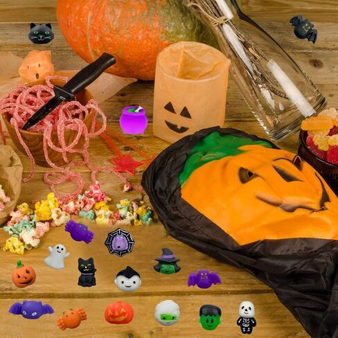24 Pcs Halloween Mochi Squishy Toys with Gift Box Mini Kawaii Mochi Squeeze Toy Stress Reliever Anxiety Packs for Kids Party Favors Halloween Miniatures Halloween Treat Bags Gifts in Saudi Arabia