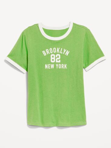 Old Navy EveryWear Crew-Neck Graphic Ringer T-Shirt - Lush Ivy in Saudi Arabia