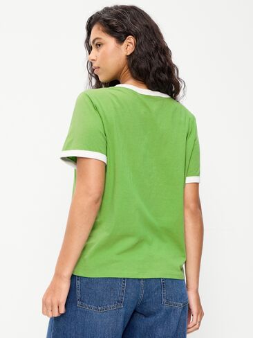 Old Navy EveryWear Crew-Neck Graphic Ringer T-Shirt - Lush Ivy in Saudi Arabia