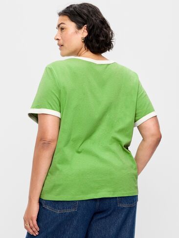 Old Navy EveryWear Crew-Neck Graphic Ringer T-Shirt - Lush Ivy in Saudi Arabia