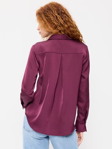 Old Navy Satin Button-Down Shirt - Cherry Bark in Saudi Arabia