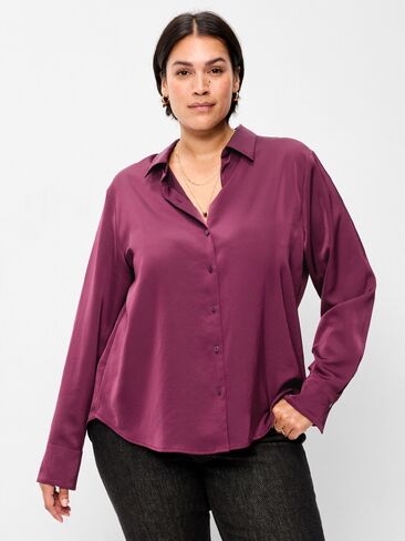Old Navy Satin Button-Down Shirt - Cherry Bark in Saudi Arabia