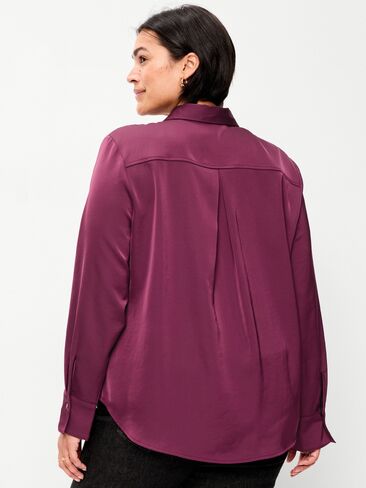 Old Navy Satin Button-Down Shirt - Cherry Bark in Saudi Arabia