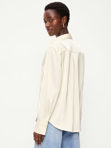 Old Navy Satin Button-Down Shirt - Creme De La Creme in Saudi Arabia