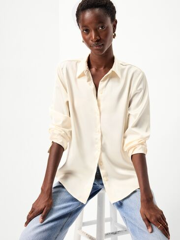 Old Navy Satin Button-Down Shirt - Creme De La Creme in Saudi Arabia