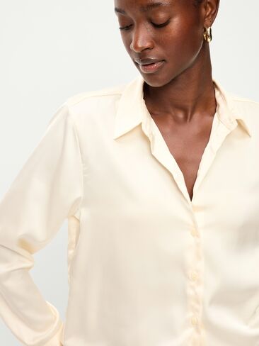 Old Navy Satin Button-Down Shirt - Creme De La Creme in Saudi Arabia