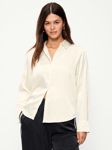 Old Navy Satin Button-Down Shirt - Creme De La Creme in Saudi Arabia