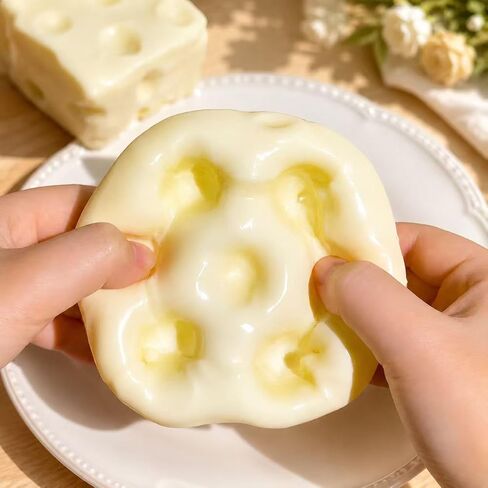 Realistic Swiss Cheese Squishy Toy – Dough Texture Stress Relief Fidget Toy for Adults, Anxiety Relief Sensory Tool, Unique Desk Decor, Not Edible-1PC in Saudi Arabia