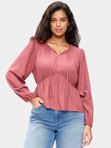 Old Navy Long-Sleeve Ruched Tie-Neck Top - ISLAND FLOWER in Saudi Arabia