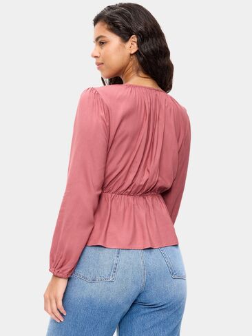 Old Navy Long-Sleeve Ruched Tie-Neck Top - ISLAND FLOWER in Saudi Arabia