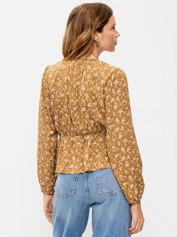 Old Navy Long-Sleeve Tie-Front Top - Yellow Floral in Saudi Arabia