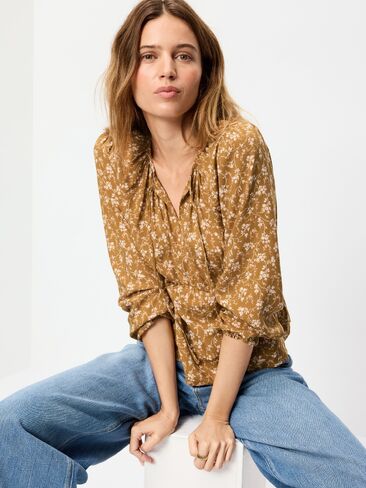 Old Navy Long-Sleeve Tie-Front Top - Yellow Floral in Saudi Arabia