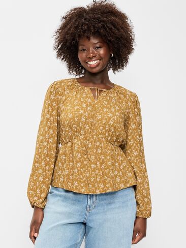 Old Navy Long-Sleeve Tie-Front Top - Yellow Floral in Saudi Arabia