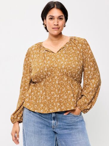 Old Navy Long-Sleeve Tie-Front Top - Yellow Floral in Saudi Arabia