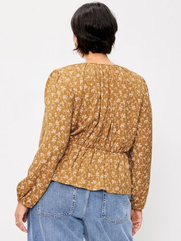 Old Navy Long-Sleeve Tie-Front Top - Yellow Floral in Saudi Arabia