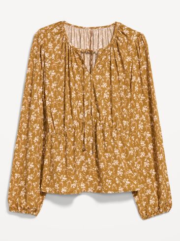 Old Navy Long-Sleeve Tie-Front Top - Yellow Floral in Saudi Arabia
