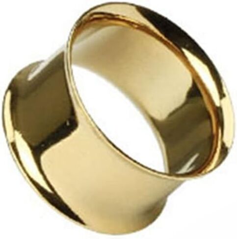 Pair of Gold IP Over 316L Surgical Steel Double Flare Ear Plugs Tunnels Earlets E224 12 Gauge to 2 Inch in Kuwait