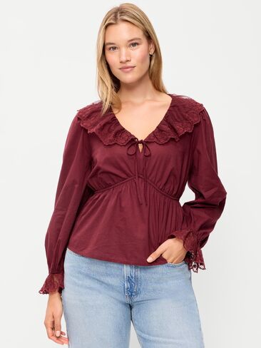 Old Navy Long-Sleeve Ruffle Collar Peplum Top - Reddy Or Not in Saudi Arabia