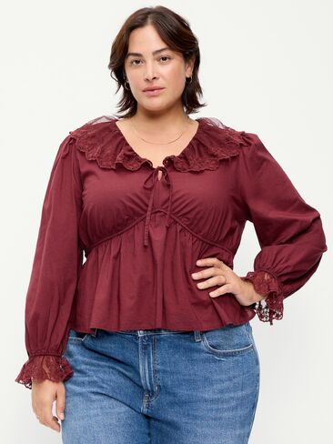 Old Navy Long-Sleeve Ruffle Collar Peplum Top - Reddy Or Not in Saudi Arabia