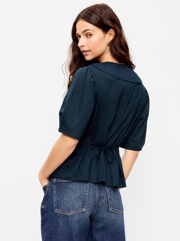 Old Navy Lapel Collar Short-Sleeve Button-Front Top - In the Navy in Saudi Arabia