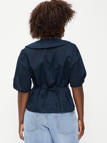 Old Navy Lapel Collar Short-Sleeve Button-Front Top - In the Navy in Saudi Arabia