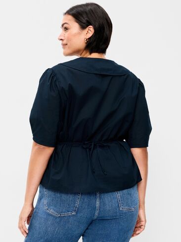 Old Navy Lapel Collar Short-Sleeve Button-Front Top - In the Navy in Saudi Arabia