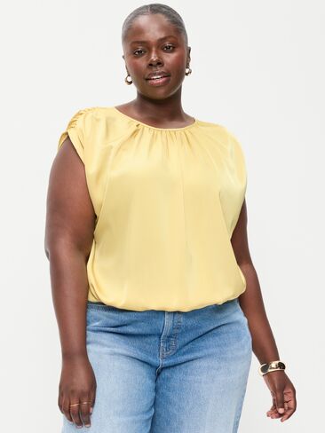 Old Navy Boatneck Drapey Bubble-Hem Top - LIMONCELLO in Saudi Arabia