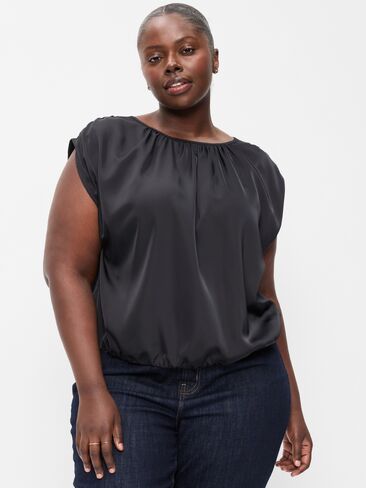 Old Navy Boatneck Drapey Bubble-Hem Top - BlackJack in Saudi Arabia