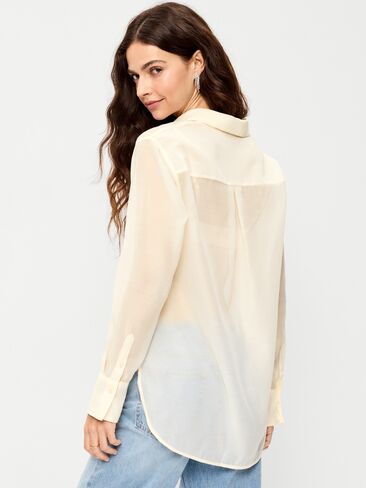 Old Navy Organza Button-Down Shirt - Creme De La Creme in Saudi Arabia