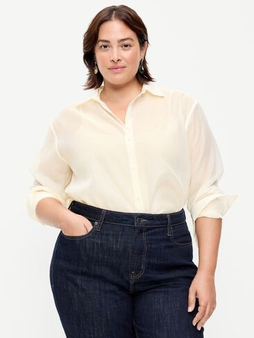 Old Navy Organza Button-Down Shirt - Creme De La Creme in Saudi Arabia
